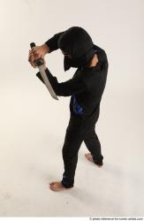 Man Young Athletic White Fighting with knife Standing poses Casual
